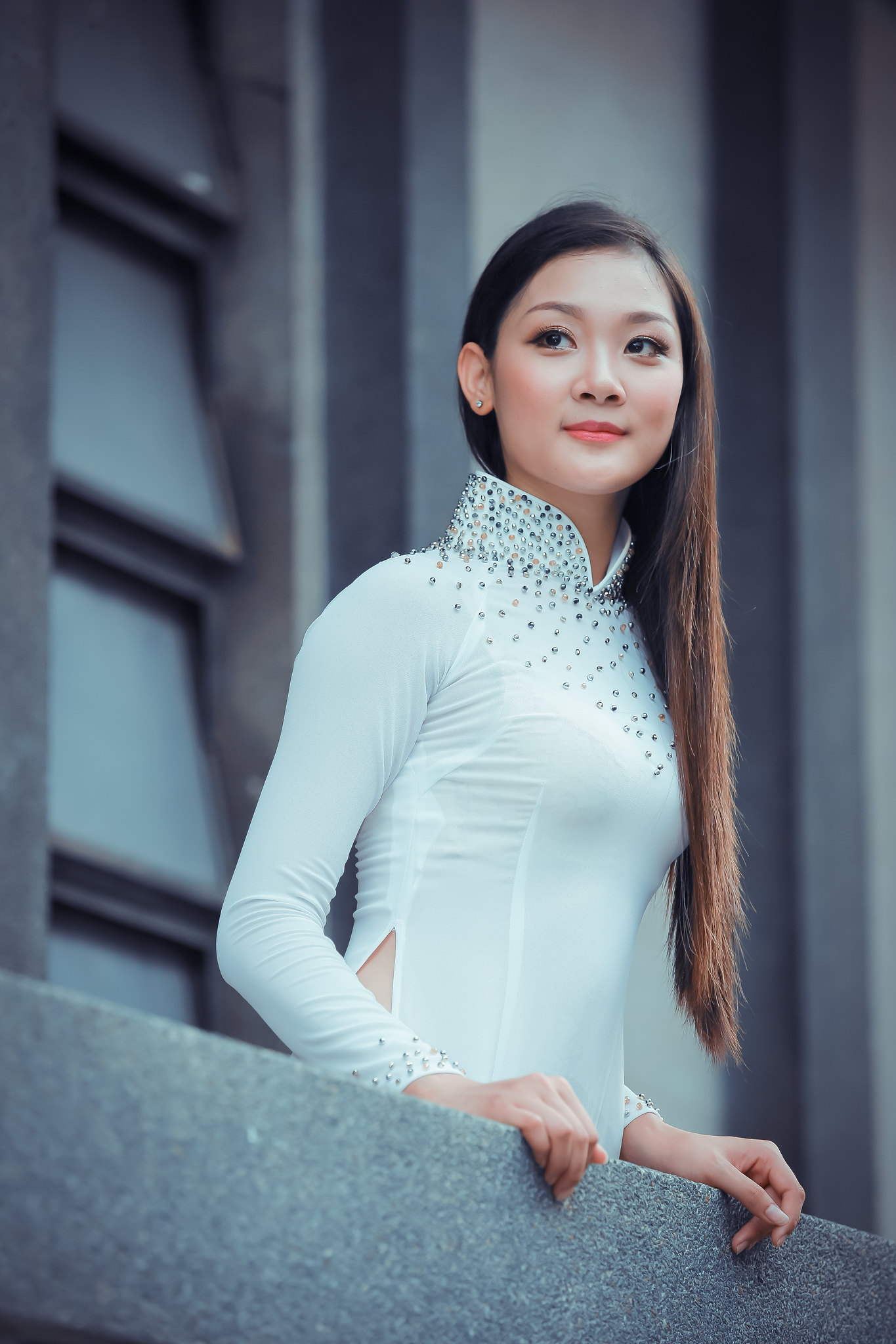 Áo dài trắng gái xinh áo dài trắng nổi bật [VLK4EI]