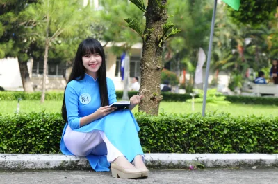 Áo dài xanh nhẹ nhàng áo dài xanh [VC9D32]