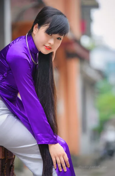 Áo dài tím yêu kiều áo dài tím [HFV6XV]