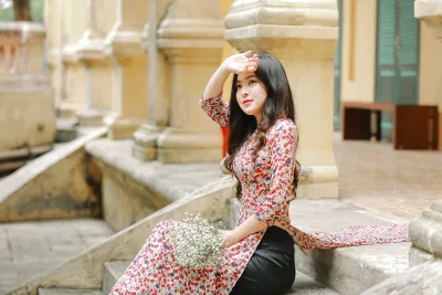 Nổi bật áo dài họa tiết [QQ2ACL]