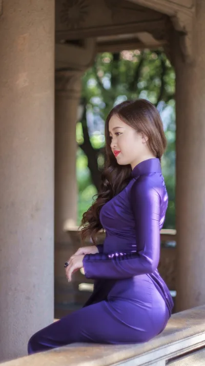 Áo dài tím yêu kiều áo dài tím [RA3QIV]