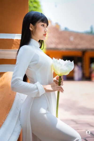 Áo dài trắng hoa thuần Việt [2SDWDW]
