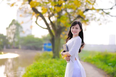 Áo dài trắng áo dài trắng cổ điển [84XLPJ]