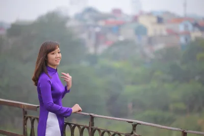 Áo dài tím thanh nhã áo dài tím [YQ6HOO]