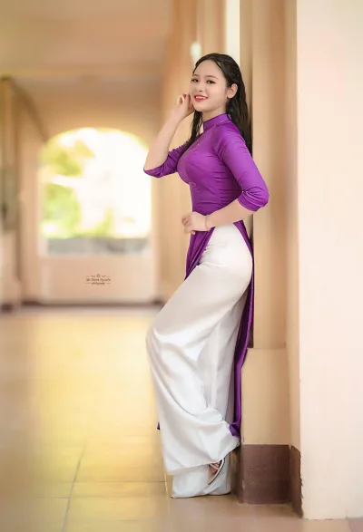 Nét Việt áo dài tím áo dài tím [PBE82H]