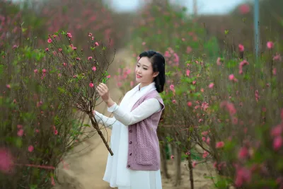 Cuốn hút áo dài trắng hoa đào [DAWKTC]