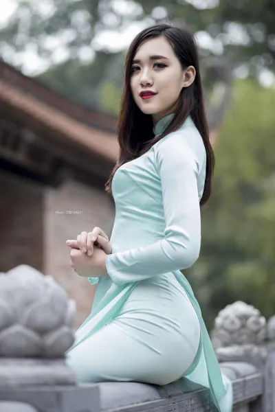 Áo dài trắng lễ chùa rạng rỡ [JEFHEA]