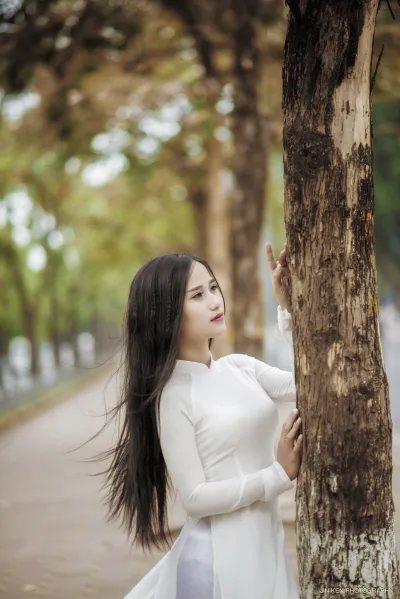 Áo dài trắng hài hòa áo dài trắng [DDD5M5]