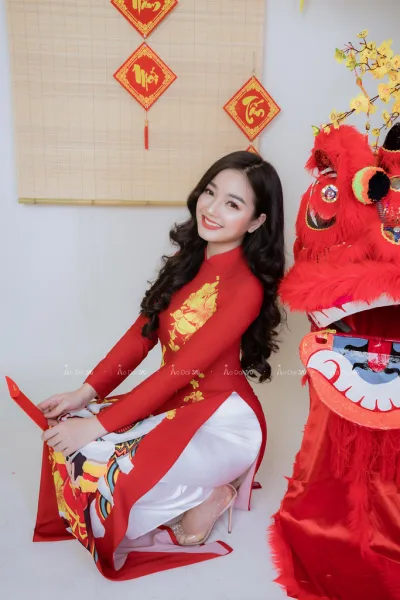 Áo dài đỏ quý phái [S6MFLO]