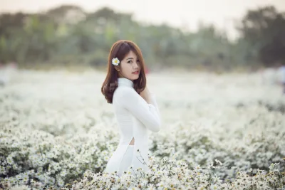 Áo dài trắng nét Việt áo dài trắng [HEQHHI]