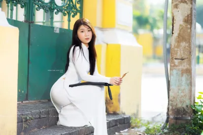 Áo dài trắng thanh tao áo dài trắng [196T2W]