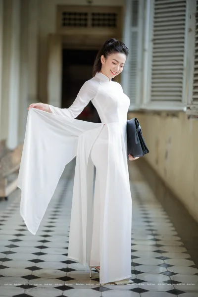 Áo dài trắng áo dài trắng thuần Việt [GYTREB]