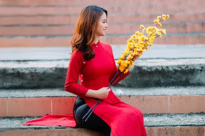 Áo dài đỏ thanh xuân hoa [WM3DWA]