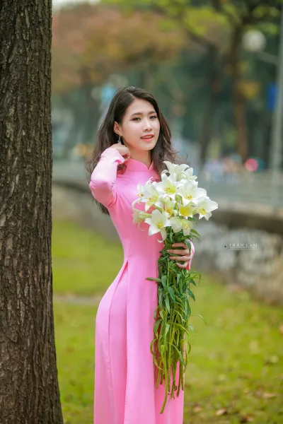 Áo dài hồng áo dài hồng kiêu sa [6QDBZV]
