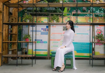 Cổ điển áo dài trắng hoa [GHLX1B]