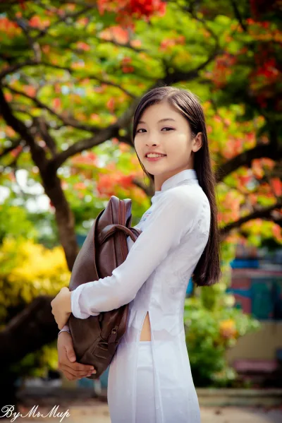 Áo dài trắng tinh tế nữ sinh [AUBMQU]