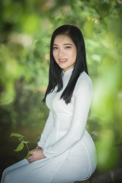 Áo dài trắng hot girl áo dài trắng đậm chất Việt [AAIKE1]