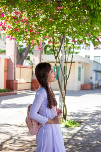 Áo dài trắng hoa nét Việt [GSLEG6]