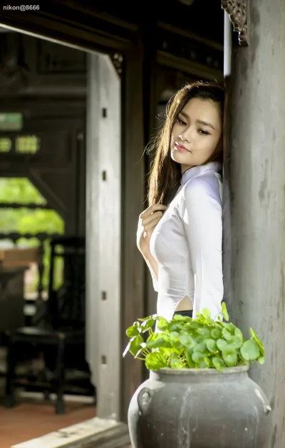 Nét Việt áo dài trắng áo dài trắng [AWDOF2]