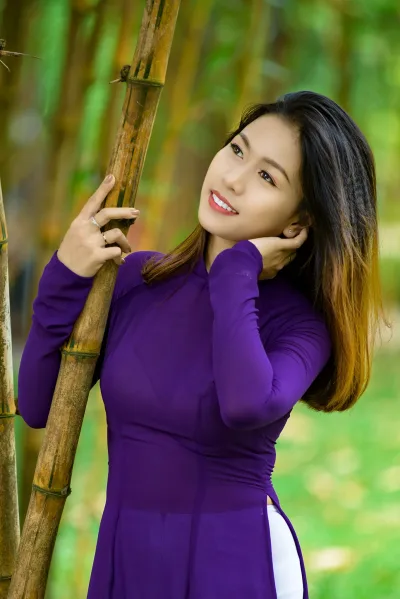 Áo dài tím áo dài tím tinh tế [OBTKTI]