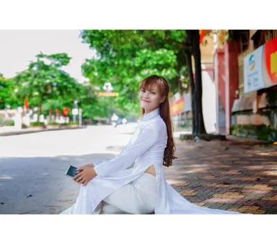 Áo dài trắng ảnh nền nữ sinh thanh xuân [IWGJD9]