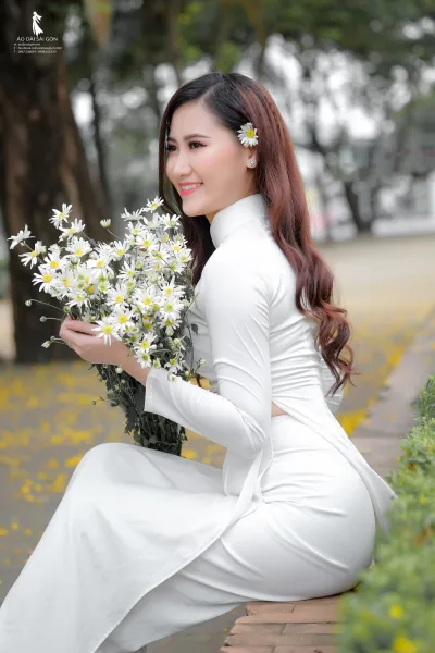 Áo dài trắng thuần Việt hoa [FOLIRH]