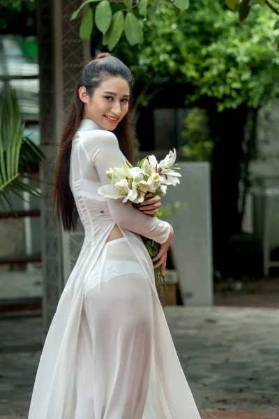 Áo dài trắng áo dài trắng nữ tính [FQIJ10]