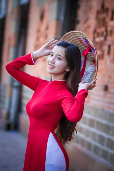 Thanh nhã áo dài đỏ áo dài đỏ [VMZZWC]