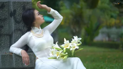 Tinh tế áo dài trắng hoa [APWPPW]