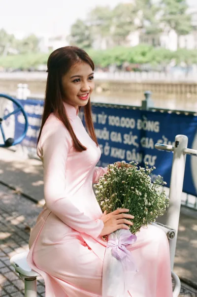 Nhẹ nhàng áo dài hồng hoa [PQAN22]