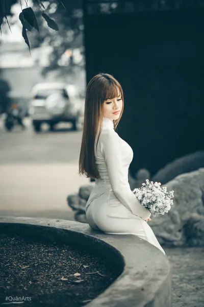 Áo dài trắng vẻ đẹp Việt Nam lễ chùa [SJON7C]