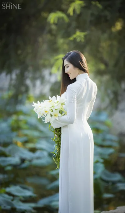 Áo dài trắng nữ tính áo dài trắng [1OSCID]