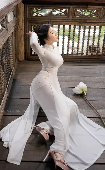 Áo dài trắng cổ điển áo dài trắng [BACEK3]