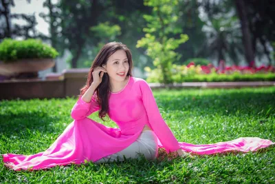 Girl xinh áo dài hồng nổi bật áo dài hồng [1PFKAL]