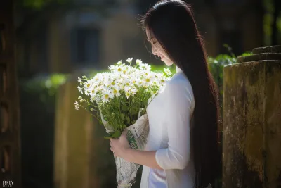Áo dài trắng hoa hoài cổ [UNXLXQ]