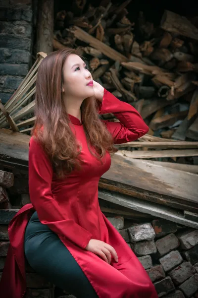 Hút hồn áo dài đỏ áo dài đỏ [B2T6P4]