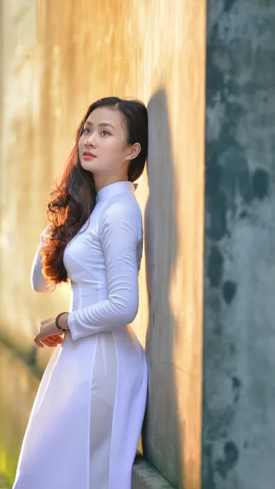 Tinh tế áo dài trắng lễ chùa [IYR1Y9]