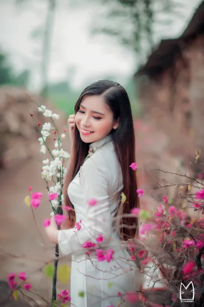 Trang nhã áo dài trắng hoa [BVC7D0]