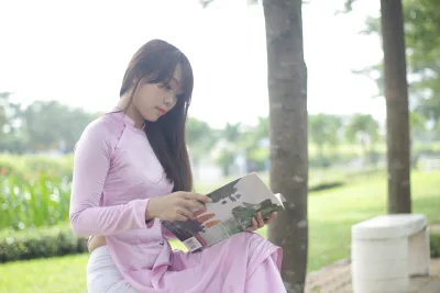 Áo dài hồng vẻ đẹp áo dài hồng hài hòa [V6JHBA]
