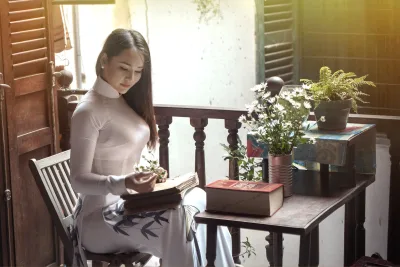 Áo dài trắng nét đẹp áo dài hoa truyền thống [0JTCX1]