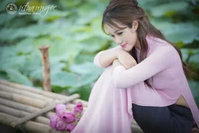 Áo dài trắng nữ tính hoa sen [MYXXRE]