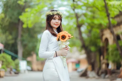 Vẻ đẹp áo dài áo dài trắng thướt tha nữ sinh [IGFUGE]