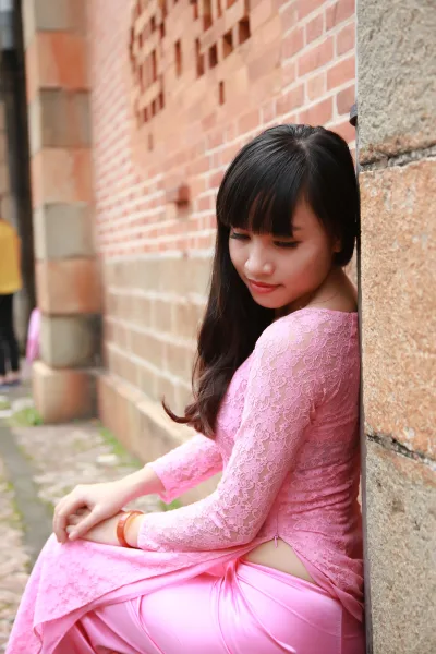 Gái xinh áo dài hồng yêu kiều áo dài hồng [TDPGI3]