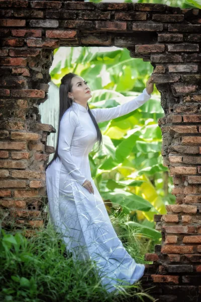 Áo dài trắng thiếu nữ áo dài trắng hoài cổ [2NOELB]