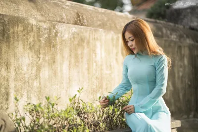 Vẻ đẹp Việt Nam áo dài xanh áo dài xanh [CDLD8U]