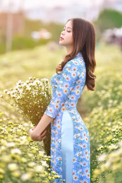 Áo dài họa tiết bộ sưu tập hoa tinh khôi [WZ35AT]