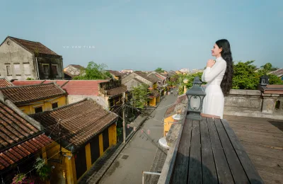 Áo dài trắng ảnh cổ kính rạng rỡ [K6K7FO]