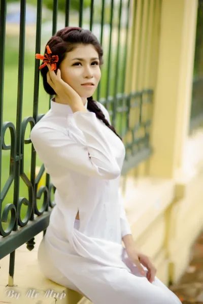 Tà áo dài áo dài trắng duyên dáng áo dài trắng [XWOBQ1]