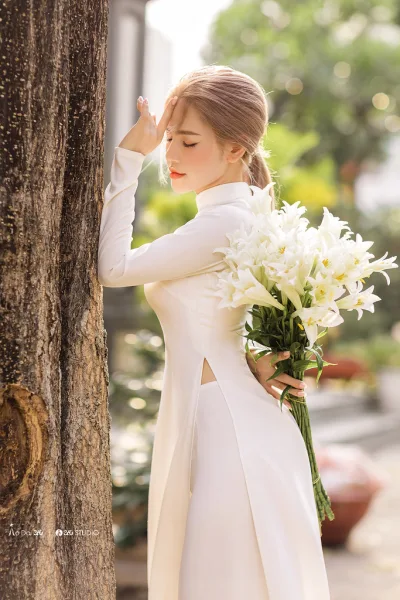 Áo dài trắng nét đẹp áo dài đằm thắm [RJX8HD]