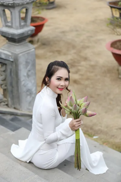 Trang nhã áo dài trắng hoa [ADWPR2]